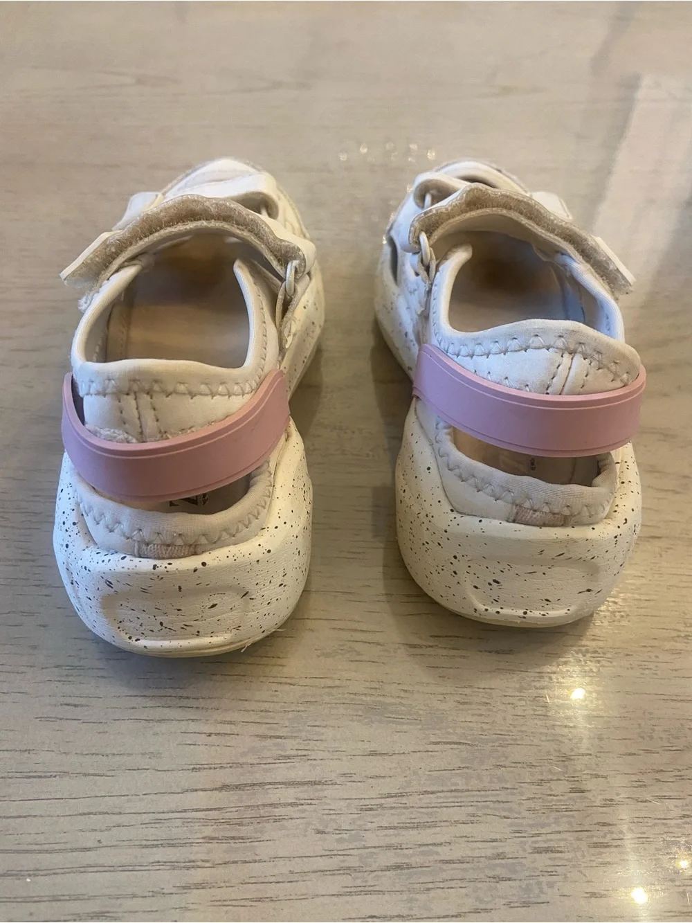 Zara White Kids Velcro Sandal Sneakers with Pink Trim